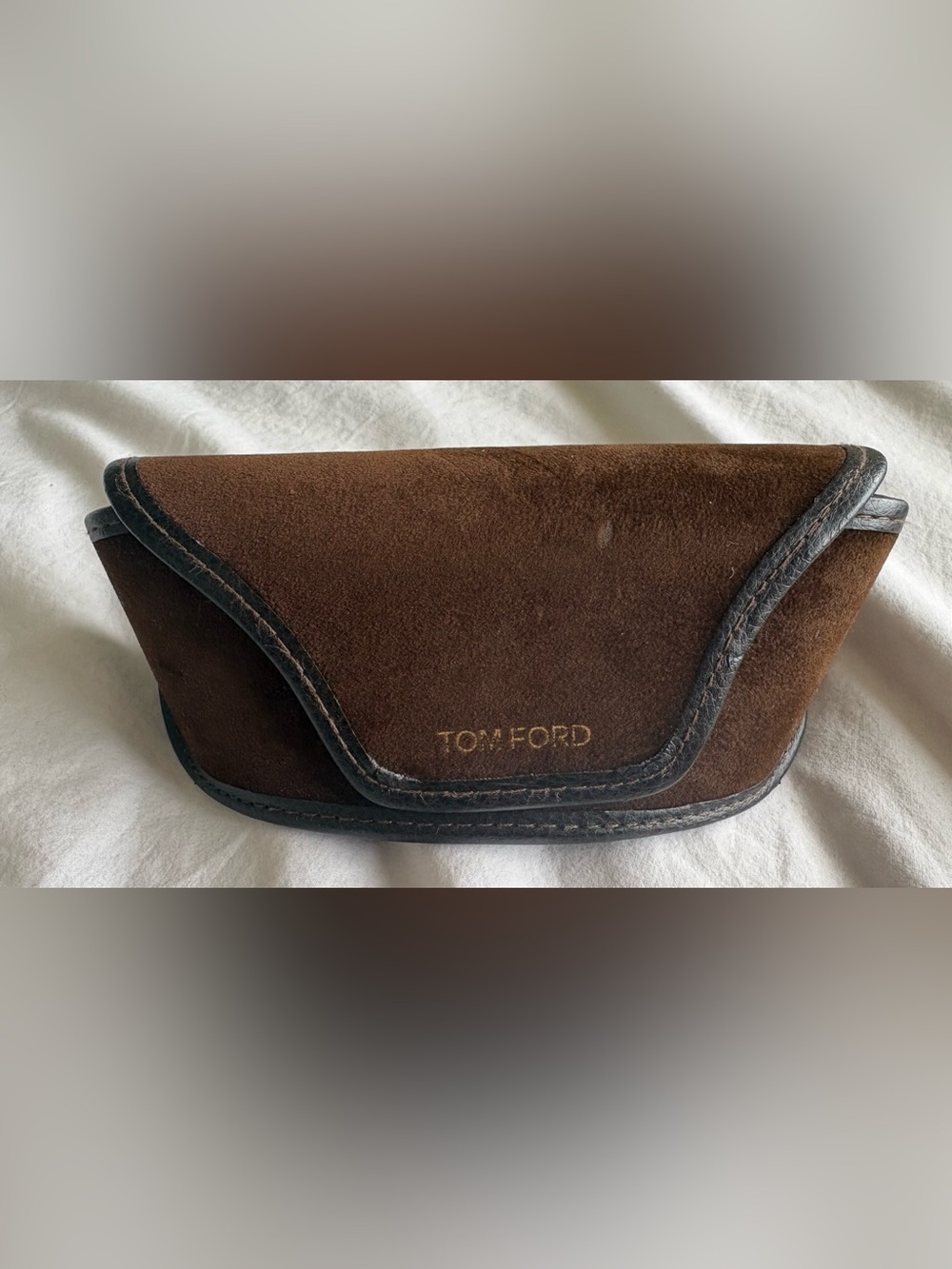 Authentic Tom Ford Brown Suede Fold-Up Magnetic Sunglasses Case